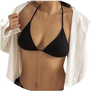 Sexy Body Chain Crossover Thin Bra Bikini Waist Belly Body Chains Beach Body